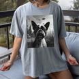 Dog Mom Dad Alien Selfie Boston Terrier UFO For Men Women Women's Comfort Colors T-Shirt Gray