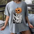 Halloween Skeleton Boston Terrier Women's Comfort Colors T-Shirt Gray