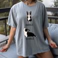 Inhale Exhale Yoga Boston Terrier Tshirt Women's Comfort Colors T-Shirt Gray