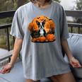 Pumpkin Boston Terrier Costume On Boston Terrier Halloween Women's Comfort Colors T-Shirt Gray