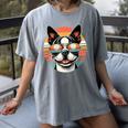 Retro Sunset Sunglasses Boston Terrier Boston Bull Bostie Women's Comfort Colors T-Shirt Gray