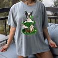 St Patrick's Day Leprechaun Boston Terrier Dog Shamrock For Men Women Kids Women's Comfort Colors T-Shirt Gray