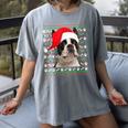 Ugly Xmas Sweater Santa Boston Terrier Dog Christmas For Men Women Kids Women's Comfort Colors T-Shirt Gray