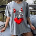 Valentine's Day Boston Terrier Dog Vector Women's Comfort Colors T-Shirt Gray