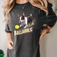 Ballaholic Boston Terrier Dog Chasing Bostie Ball Women's Comfort Colors T-Shirt Pepper
