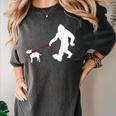 Bigfoot Walking With Bull Terrier Dog Women's Comfort Colors T-Shirt Pepper
