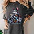 Biker Boston Terrier Dog Riding Motorbike Women's Comfort Colors T-Shirt Pepper