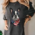 Boston Terrier American Flag Women's Comfort Colors T-Shirt Pepper