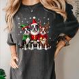 Boston Terrier Christmas Dogs Santa Reindeer Elf Women's Comfort Colors T-Shirt Pepper