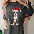 Boston Terrier Christmas Santa Hat Tree Lights Pajama Women's Comfort Colors T-Shirt Pepper