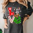 Boston Terrier Christmas Tree Lights Santa Dog Xmas For Men Women Kids Women's Comfort Colors T-Shirt Pepper