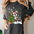 Boston Terrier Christmas Tree Lights Santa Hat Women's Comfort Colors T-Shirt Pepper