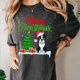 Boston Terrier Christmas Tree Lights Xmas Dog Lover Women's Comfort Colors T-Shirt Pepper