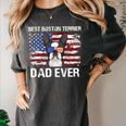 Boston Terrier Dad American Flag 4th Of July Dog Fathers Day Women's Comfort Colors T-Shirt Pepper