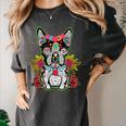 Boston Terrier Dia De Los Muertos Day Of The Dead Dog Skull For Men Women Kids Women's Comfort Colors T-Shirt Pepper