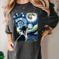Boston Terrier Dog Art Van Gogh Starry Night Boston Terrier Women's Comfort Colors T-Shirt Pepper