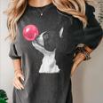 Boston Terrier Dog Blowing Chewing Bubble Gum Pink Women's Comfort Colors T-Shirt Pepper