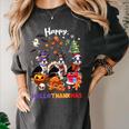 Boston Terrier Dog Christmas Happy Hallothankmas Halloween For Men Women Kids Women's Comfort Colors T-Shirt Pepper