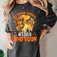 My Boston Terrier Dog Rides Shotgun Witch Halloween Men Women Women's Comfort Colors T-Shirt Pepper