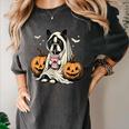 Boston Terrier Ghost Boo Halloween Costume Spooky Season Women's Comfort Colors T-Shirt Pepper