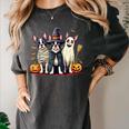 Boston Terrier Halloween Costume Mummy Witch Ghost Dog Lover For Men Women Kids Women's Comfort Colors T-Shirt Pepper