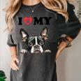 Boston Terrier I Heart My Dog Dog Lover Women's Comfort Colors T-Shirt Pepper
