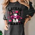Boston Terrier Heart Glasses Girls Bostie Valentines Day Women's Comfort Colors T-Shirt Pepper
