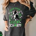 My Boston Terrier Is My Lucky Charm Paw Dog St Patrick's Day Women's Comfort Colors T-Shirt Pepper