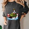 Boston Terrier Merry Christmas Tree Lights Dog X-Mas Dogs Women's Comfort Colors T-Shirt Pepper