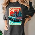 Boston Terrier Merry Christmas Tree Truck Santa Dog X-Mas Women's Comfort Colors T-Shirt Pepper
