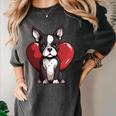 Boston Terrier Mom Dad Bostie Dog Lover Valentines Day Women's Comfort Colors T-Shirt Pepper
