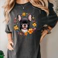 Boston Terrier Mom Floral Bostie Dog Lover Flowers Cute Women's Comfort Colors T-Shirt Pepper