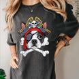 Boston Terrier Pirate T Shirt Jolly Roger Crossbones Skull Women's Comfort Colors T-Shirt Pepper