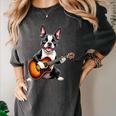 Boston Terrier Playing Guitar Boston Terrier Women's Comfort Colors T-Shirt Pepper