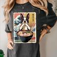 Boston Terrier Ramen Noodles Japanese Art Retro Ocean Waves Women's Comfort Colors T-Shirt Pepper