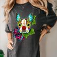 Boston Terrier In Red Day Of The Dead Sugar Skull Dog Women's Comfort Colors T-Shirt Pepper