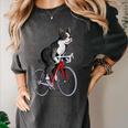 Boston Terrier Riding Bicycle Cute Bostie Biker Raglan Baseball Tee Women's Comfort Colors T-Shirt Pepper