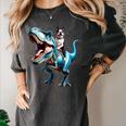 Boston Terrier Riding T-Rex Dinosaur Dog Lover Women's Comfort Colors T-Shirt Pepper