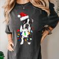 Boston Terrier Santa Christmas Lights Xmas Dog Lover Men Women Kids Women's Comfort Colors T-Shirt Pepper