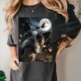 Boston Terrier Selfie Full Moon Flying Witch Halloween Dog Women's Comfort Colors T-Shirt Pepper