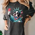 Boston Terrier Selfie Statue Of Liberty 4th Of July American Women's Comfort Colors T-Shirt Pepper