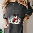 Boston Terrier In The Snow Merry Christmas Winter Women's Comfort Colors T-Shirt Pepper