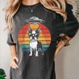 Boston Terrier UFO Alien Boston Terrier Dog Mom Dad Women's Comfort Colors T-Shirt Pepper