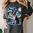 Boston Terrier Van Gogh Starry Night Women's Comfort Colors T-Shirt Pepper