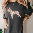 Boston Terrier Watercolor Flowers Women's Comfort Colors T-Shirt Pepper