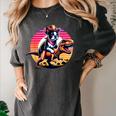 Boston Terrier Wearing A Cowboy Hat On T-Rex Women's Comfort Colors T-Shirt Pepper