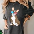 Brindle Boston Terrier Dog Patriotic Shirt USA Flag Women's Comfort Colors T-Shirt Pepper