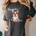 Brown Boston Terrier With Flowers And Feathers Women's Comfort Colors T-Shirt Pepper