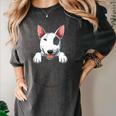 Bull Terrier Pocket Bull Terrier Peeking Out Pocket Women's Comfort Colors T-Shirt Pepper