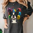 Celebration Event Birthday Party Boston Terrier Women's Comfort Colors T-Shirt Pepper